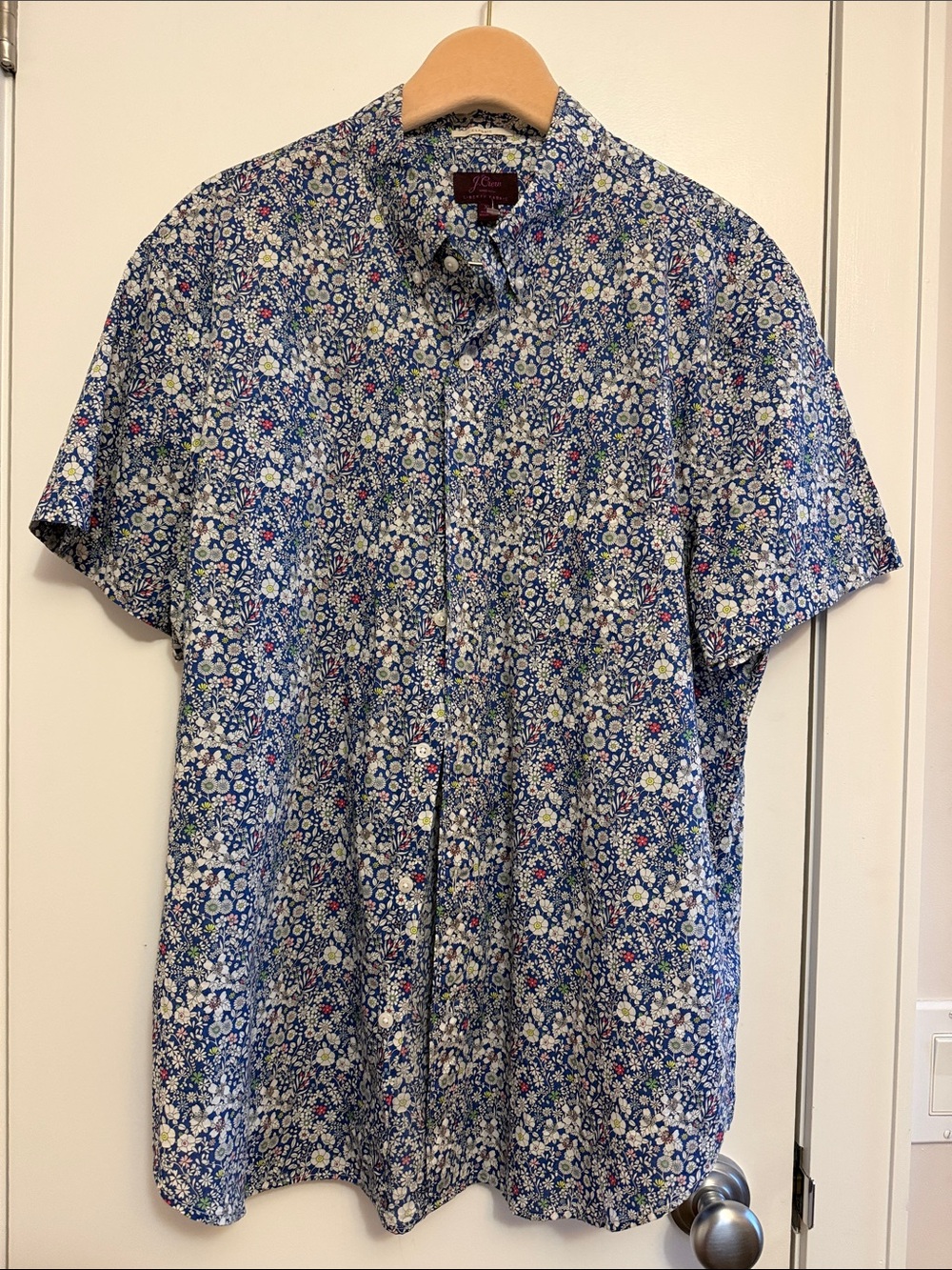 J CREW CLASSIC FIT SHORT SLEEVE COTTON SHIRT IN LIBERTY PRINT blue size XL